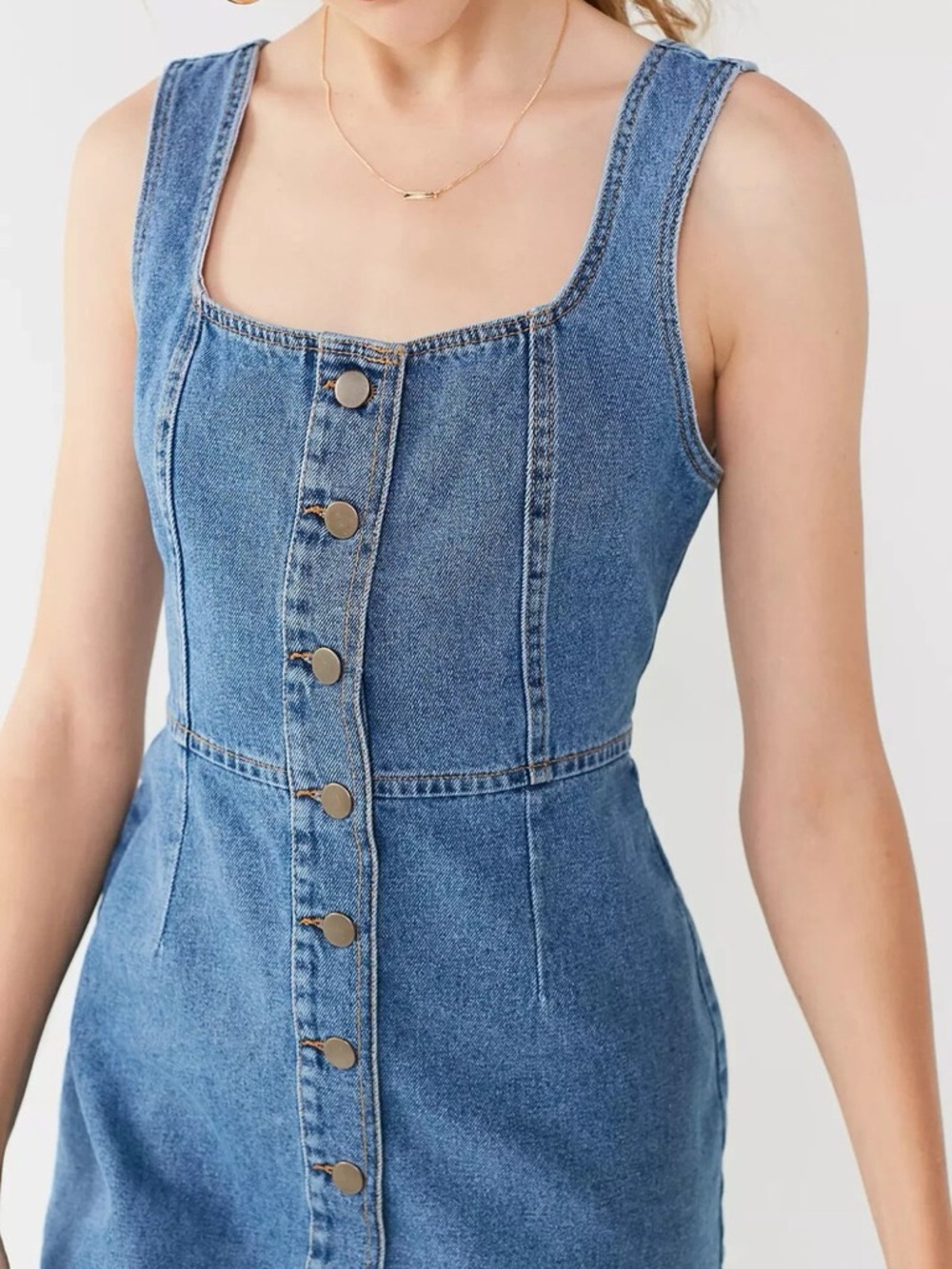 Urban Outfitters Blue Denim Button-Front Mini Dress